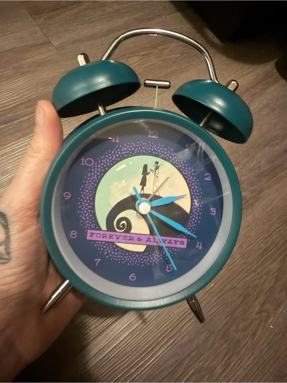 The Nightmare Before Christmas- Forever & Always Teal Twin Bell Alarm Clock